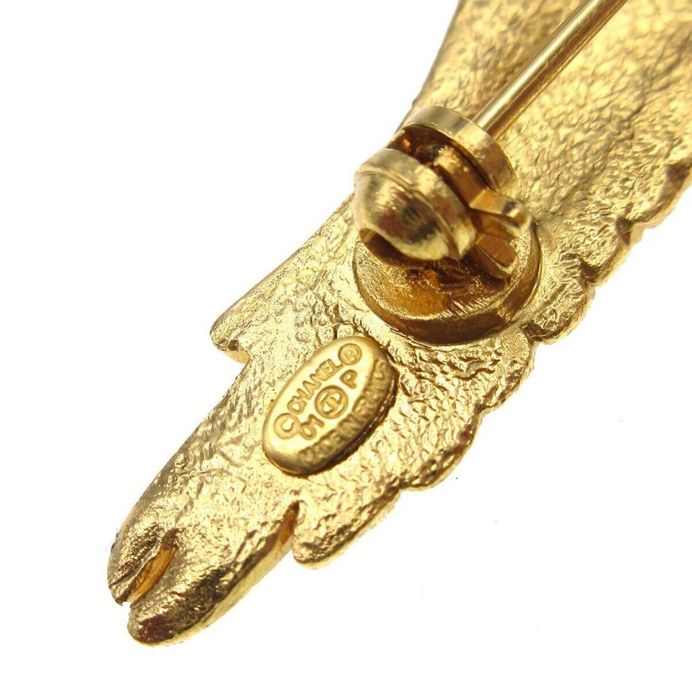 Auth Chanel Eagle Rhinestone Brooch Pin Corsage Gold-plated - Picture 3 of 4